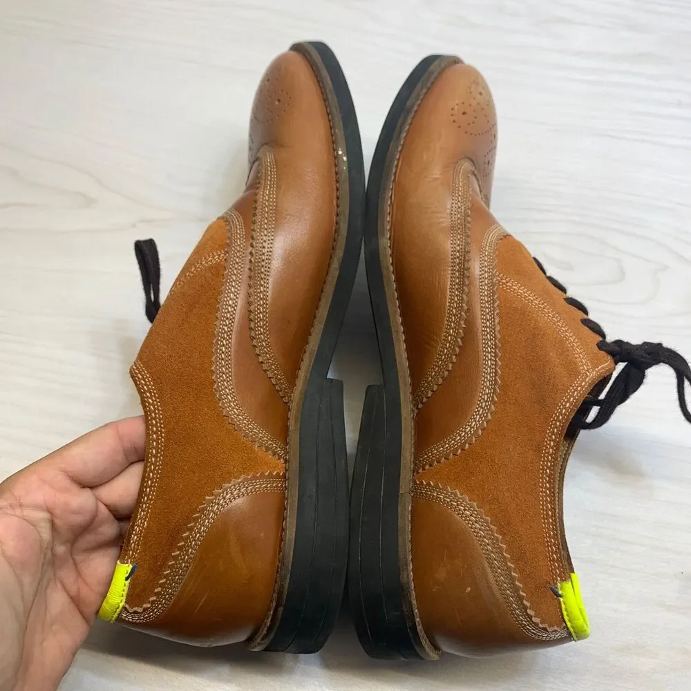 Paul Smith Shoes Mens Size 43 Brown Leather Brogue‎ Wingtip Oxford Made Italy
